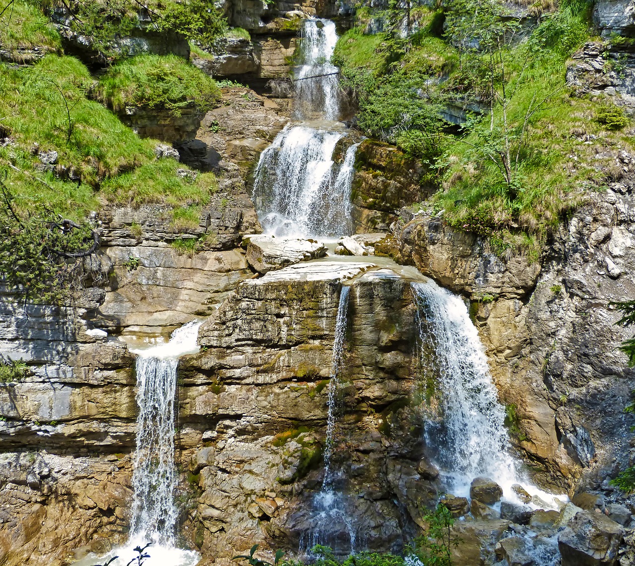 waterfall  garmisch  rock free photo