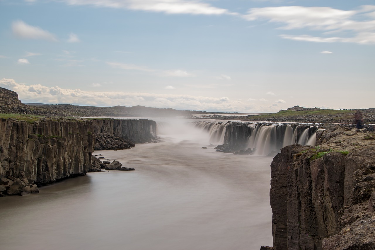 waterfall  iceland  cliffs free photo