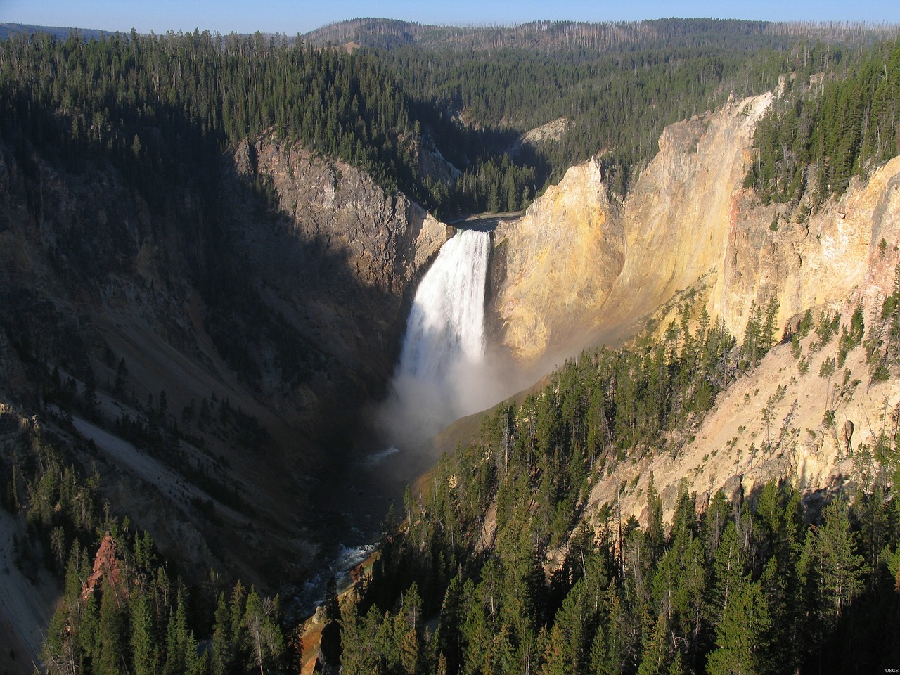 waterfall  lower yellowstone falls  national park free photo
