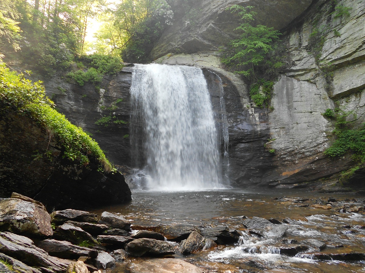 waterfall moss rock free photo