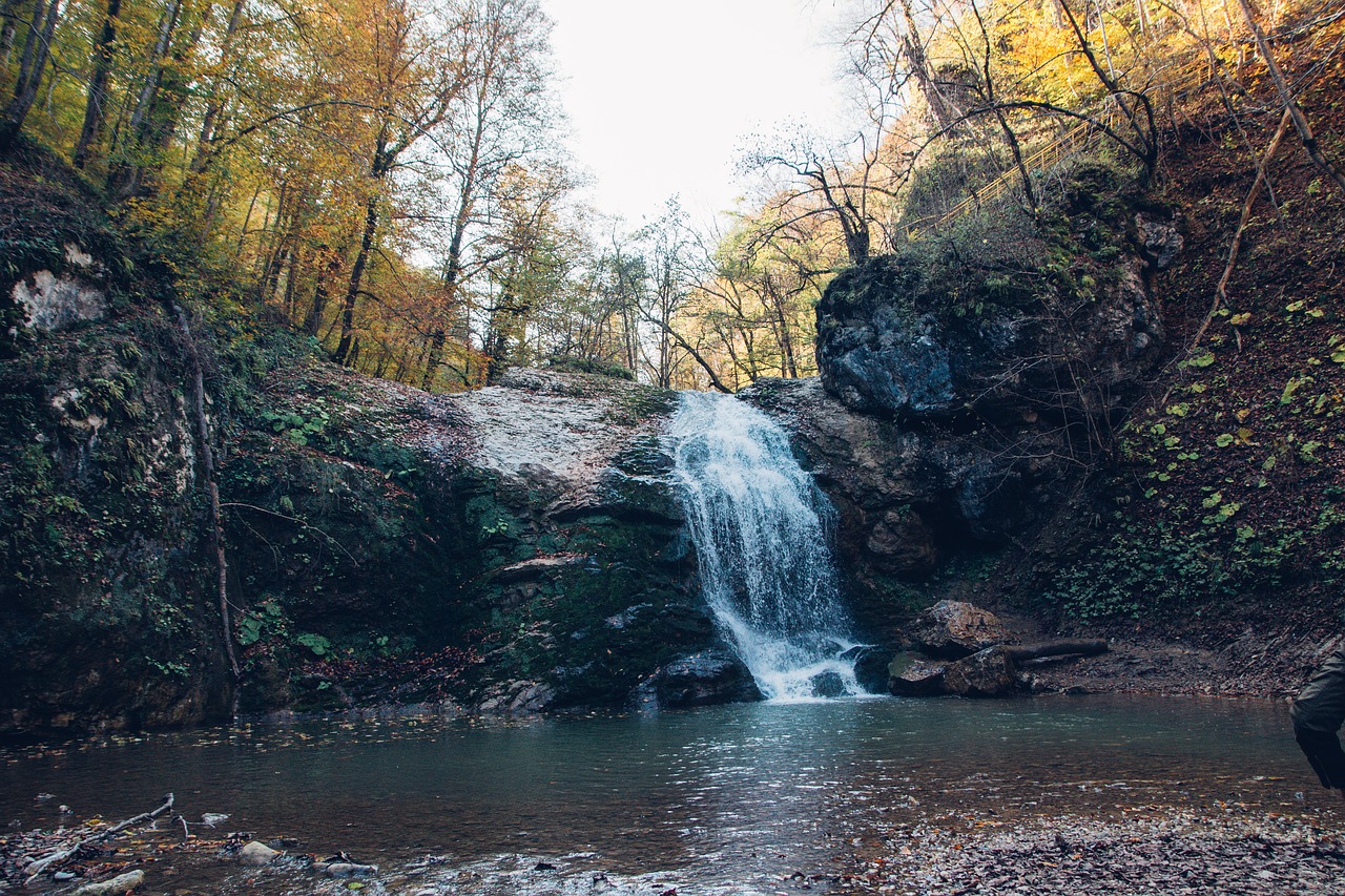 waterfall  river  mountains free photo