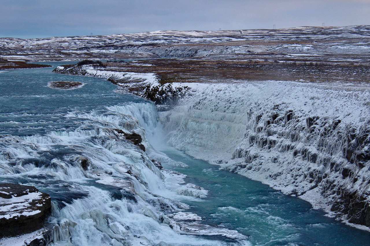 waterfall  iceland  landscape free photo