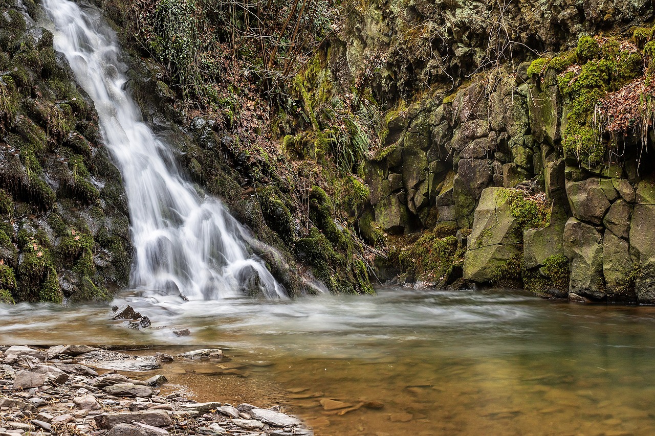 waterfall  volcanic stones  water free photo