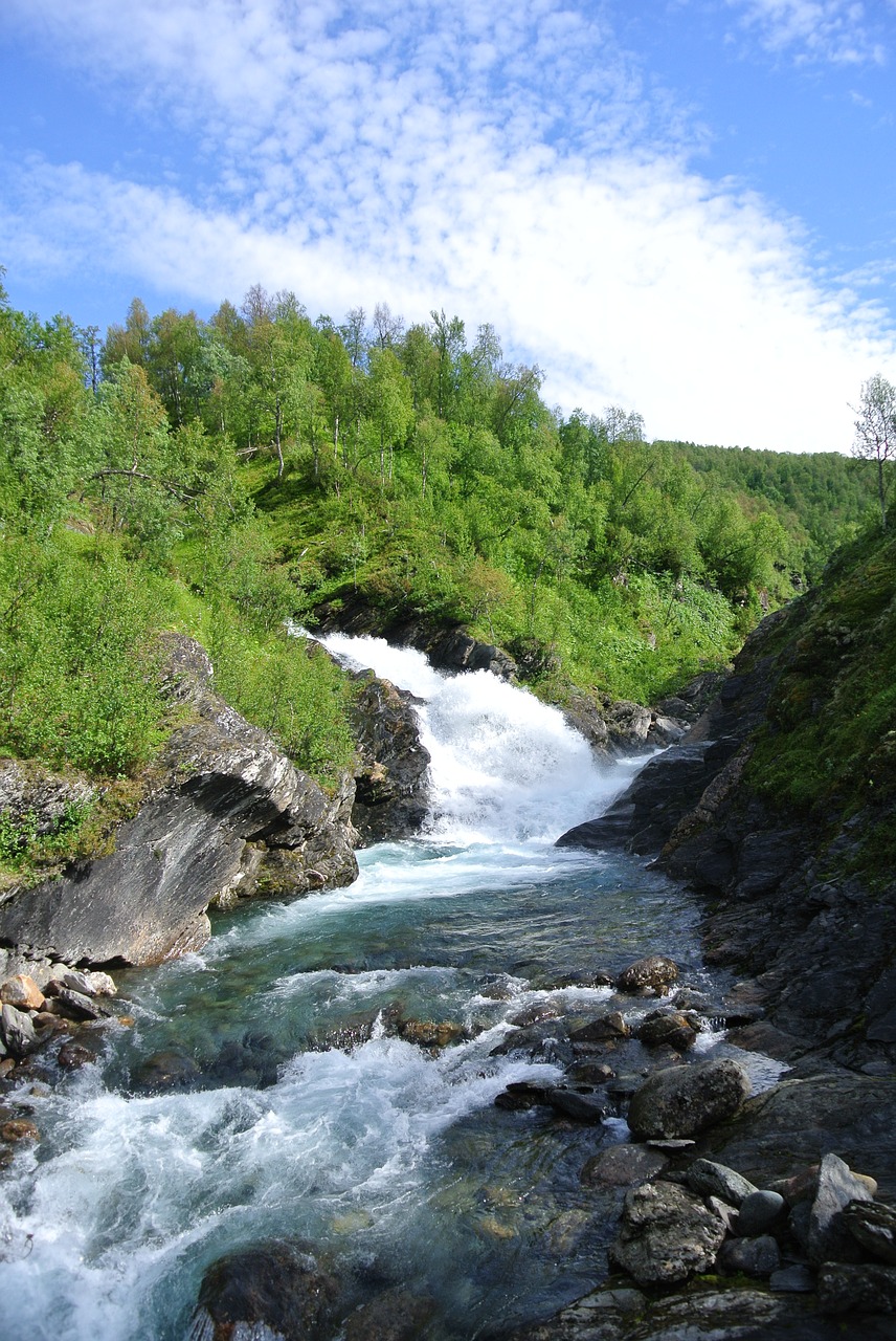 waterfall  sweden  landscape free photo