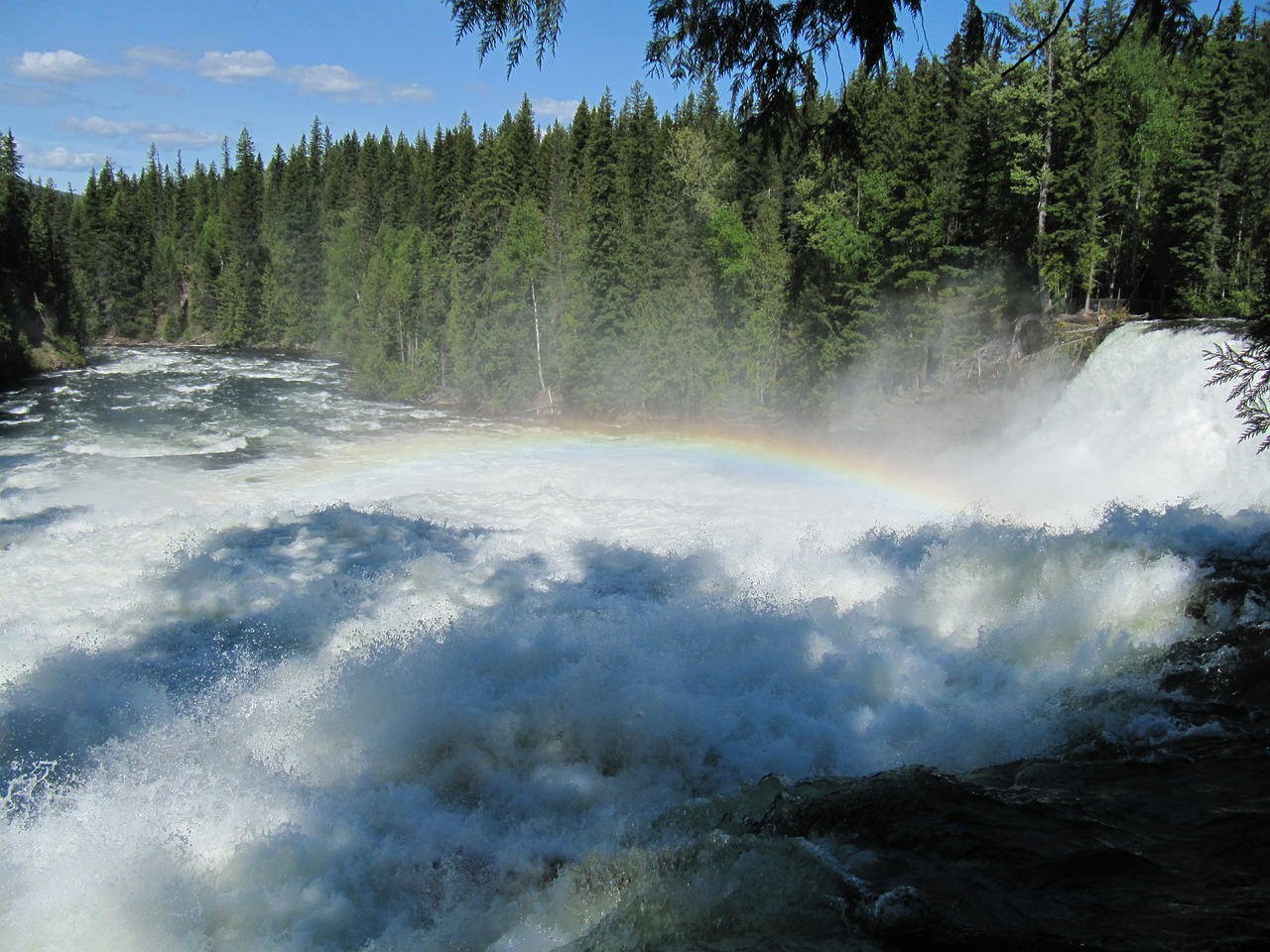 waterfall rainbow nature free photo