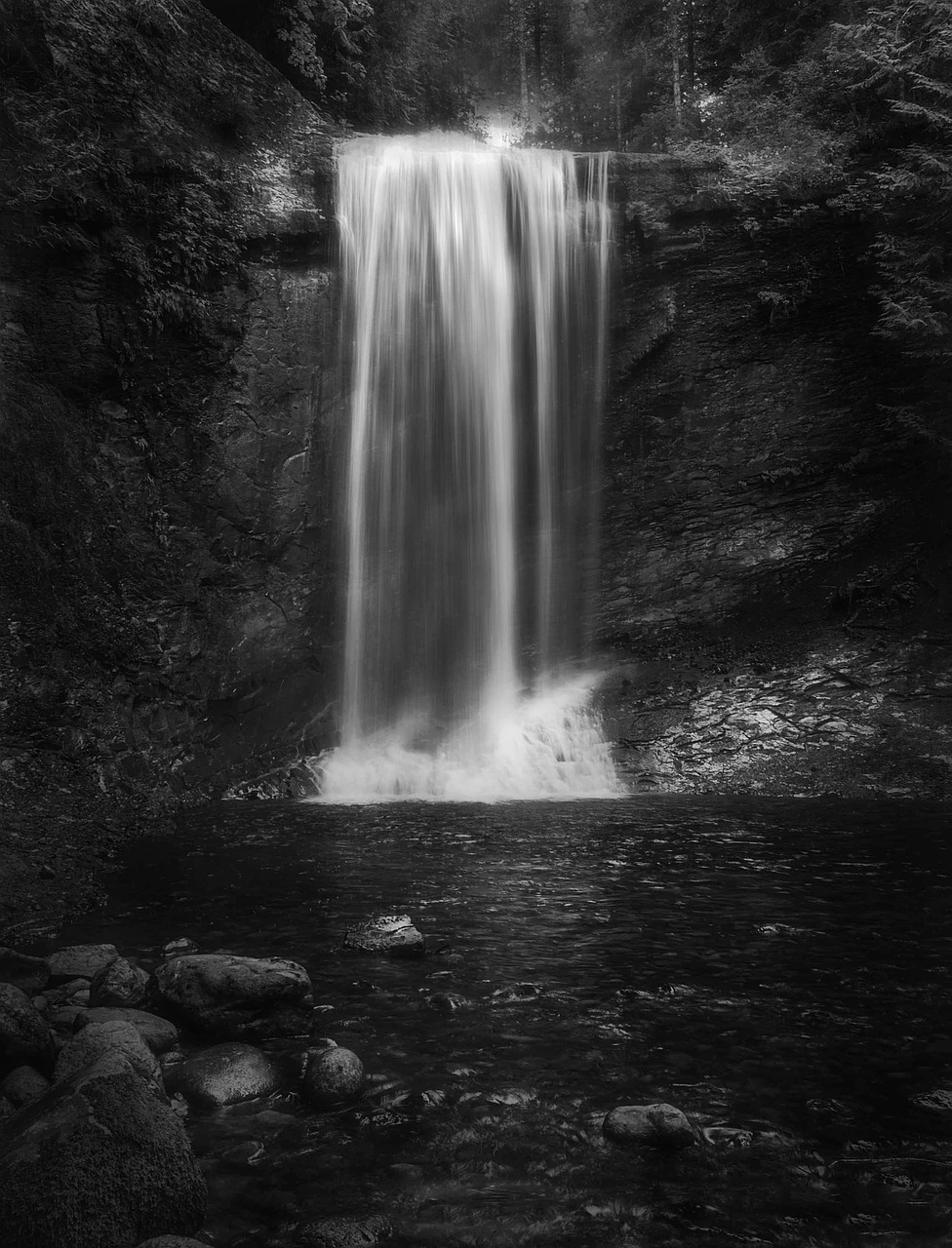 waterfall monochrome black and white free photo