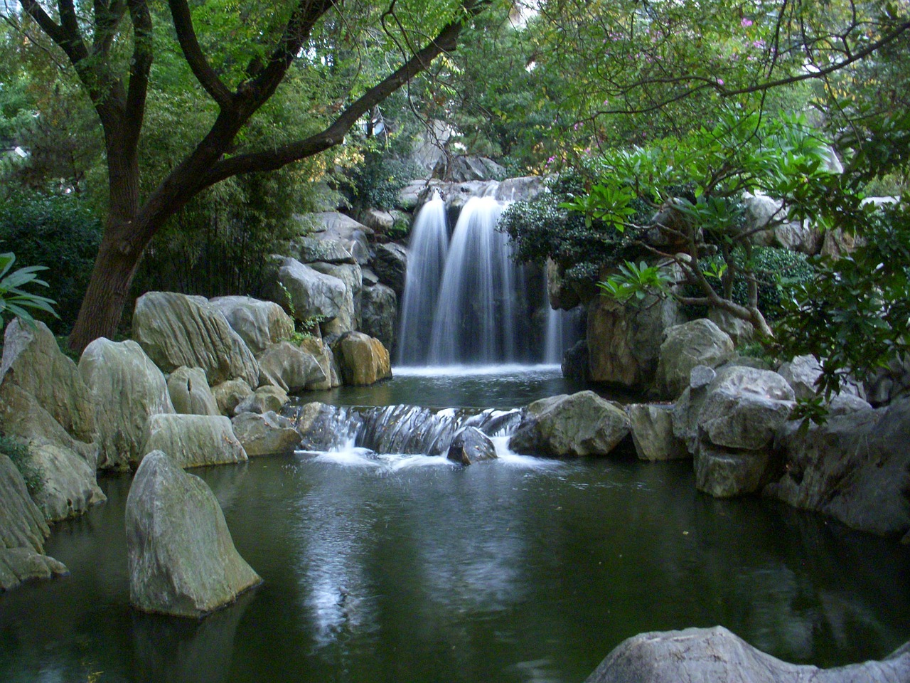 waterfall chinese garden australia free photo