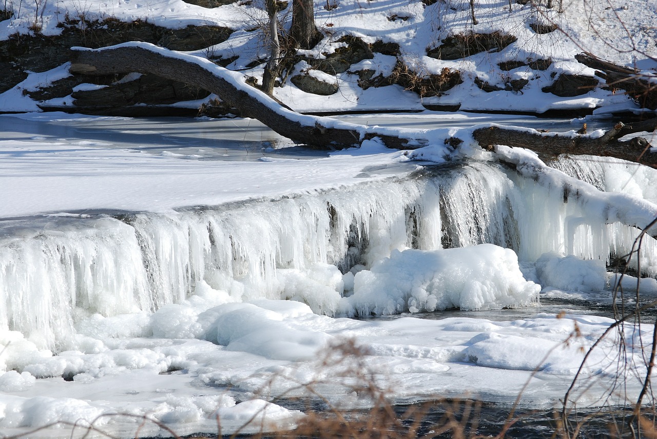 waterfall frozen creek free photo