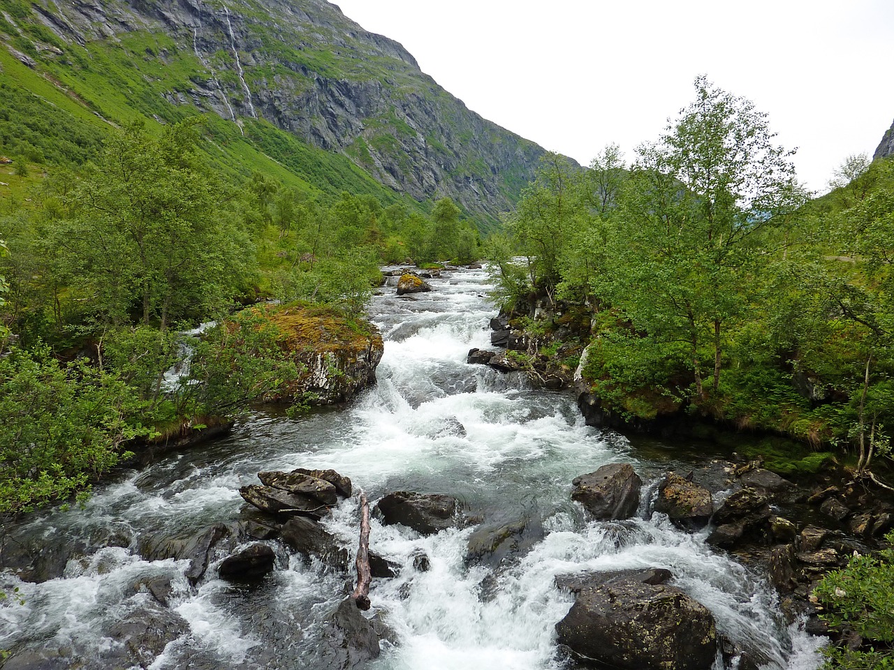 waterfall norway fjord free photo