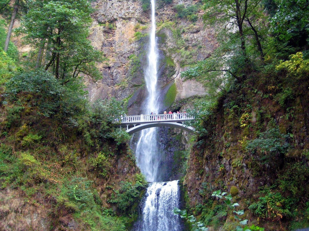 waterfall bridge cliffs free photo