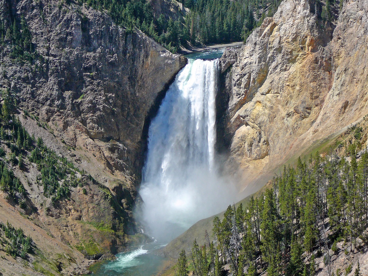 waterfall river yellow stone free photo