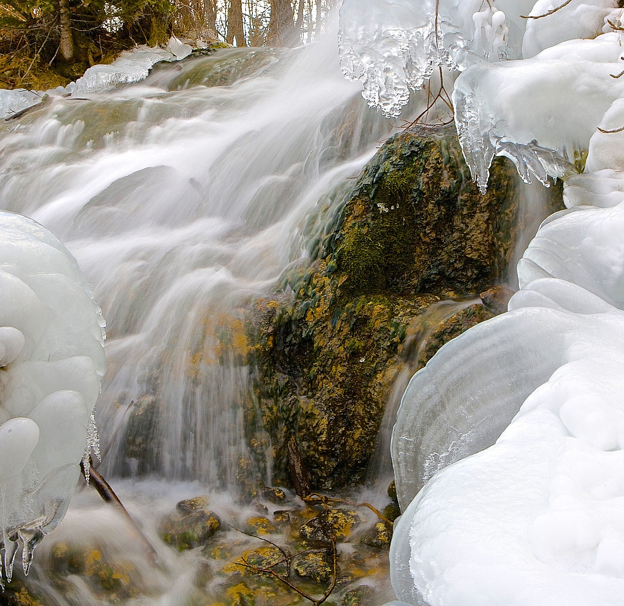 waterfall ice winter free photo