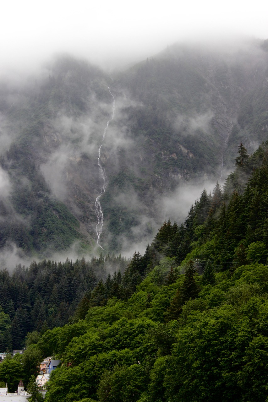 waterfall forest mountain free photo