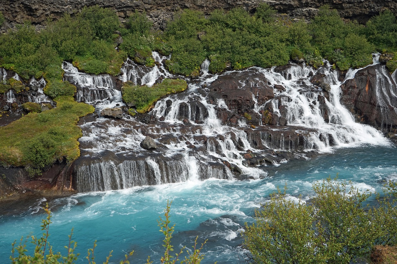 waterfall barnafoss iceland free photo