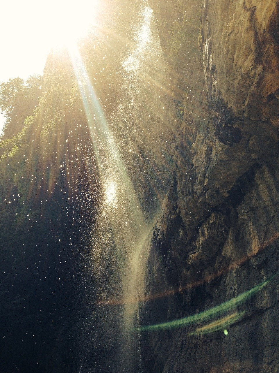 waterfall backlit rock free photo