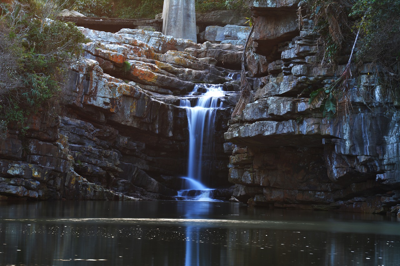 waterfall lagoon beach free photo