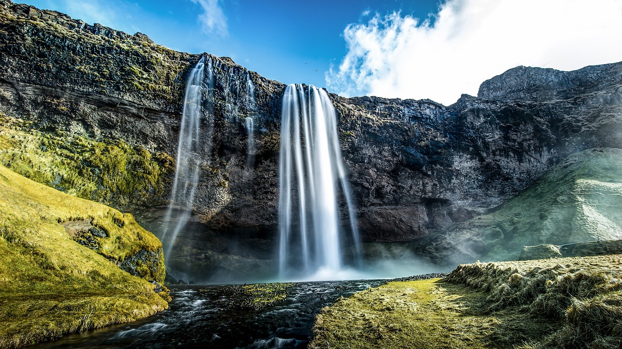 waterfall cliff stream free photo