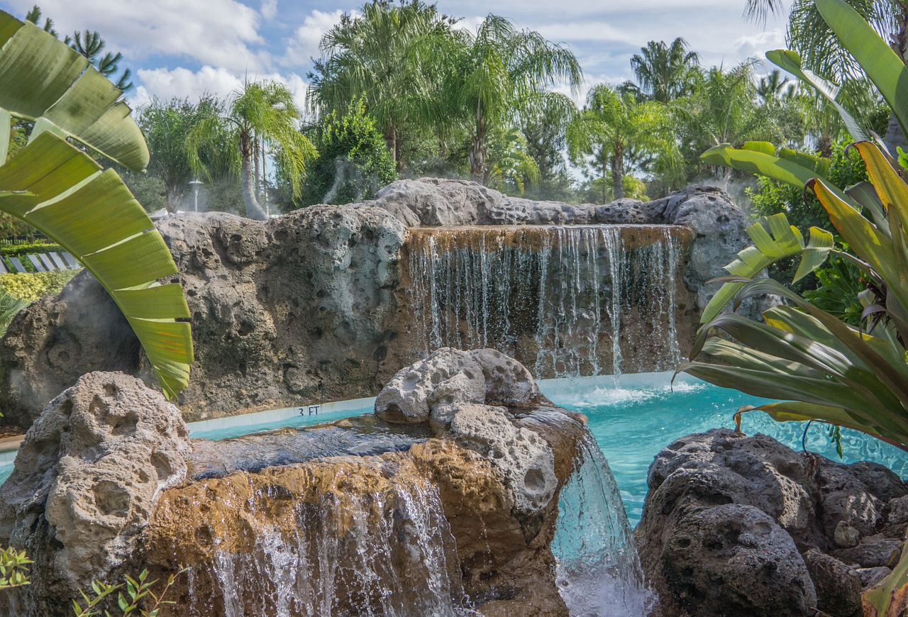 waterfall water park pool free photo