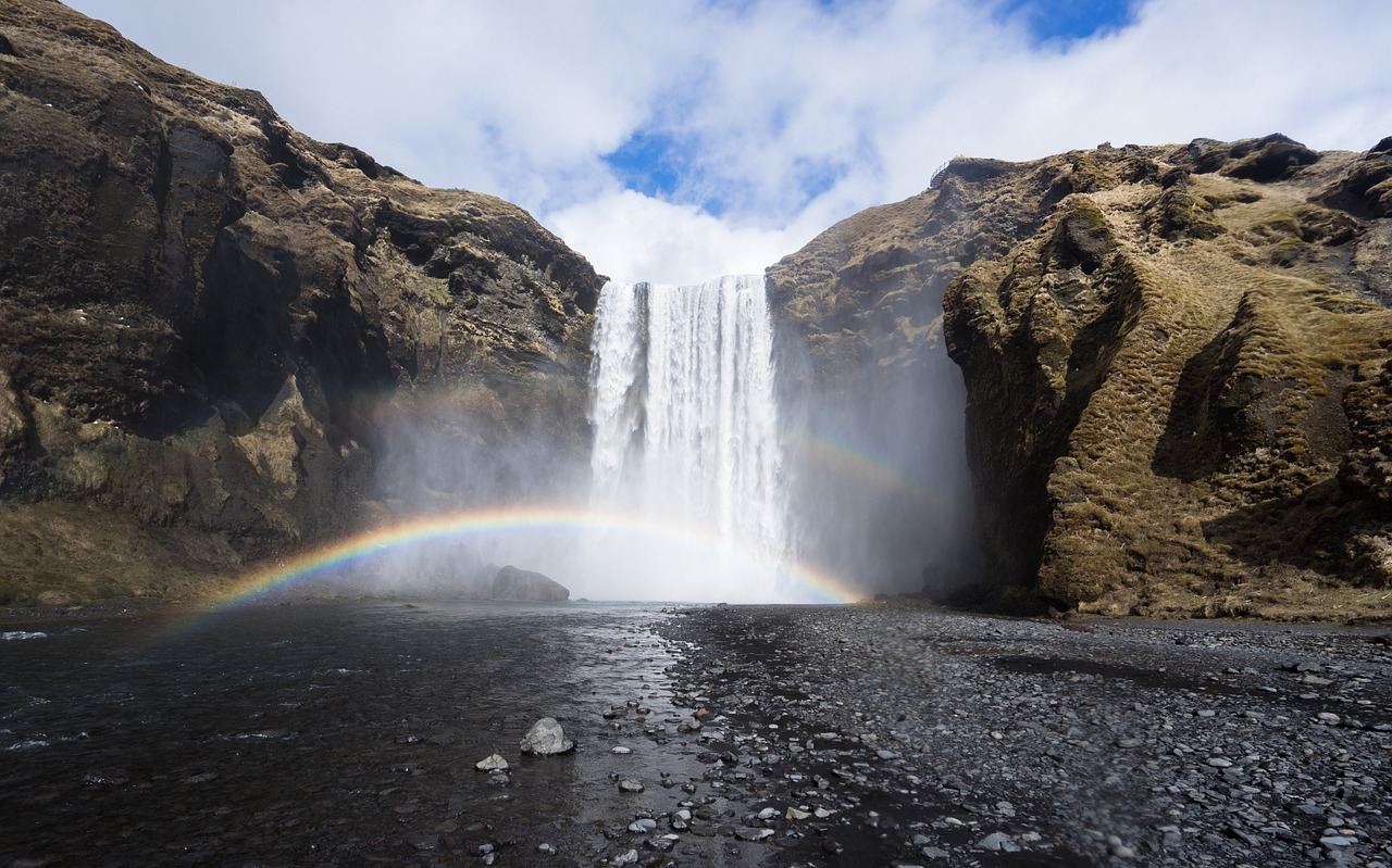 waterfall rainbow river free photo