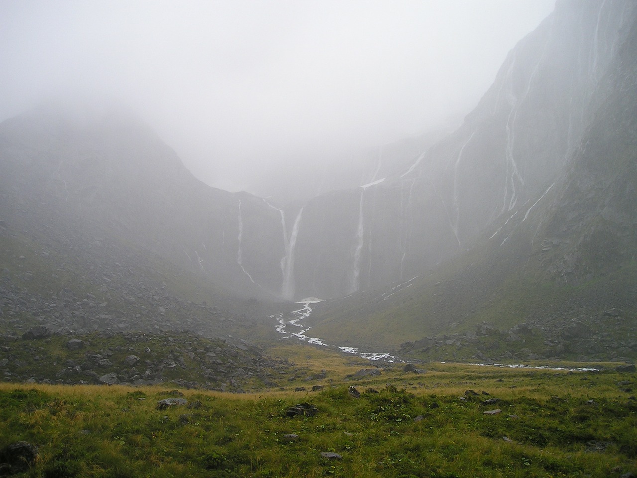 waterfalls new zealand fiordland free photo