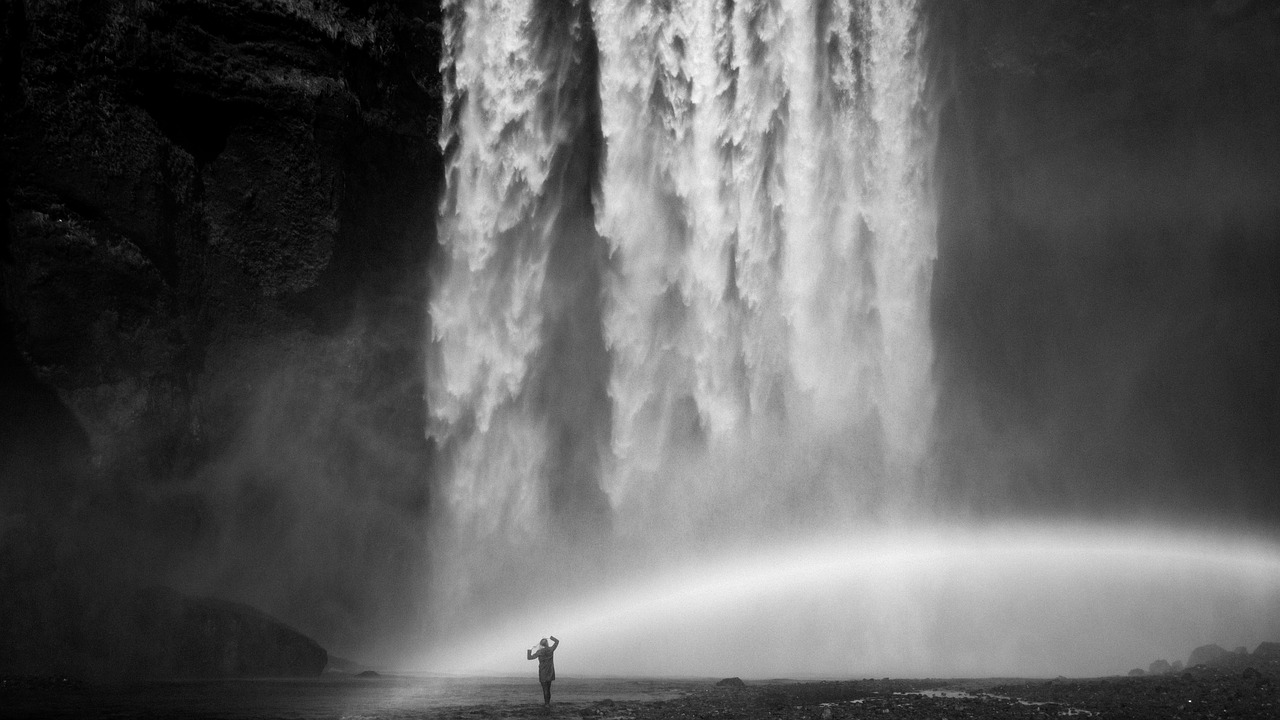 waterfalls nature black and white free photo