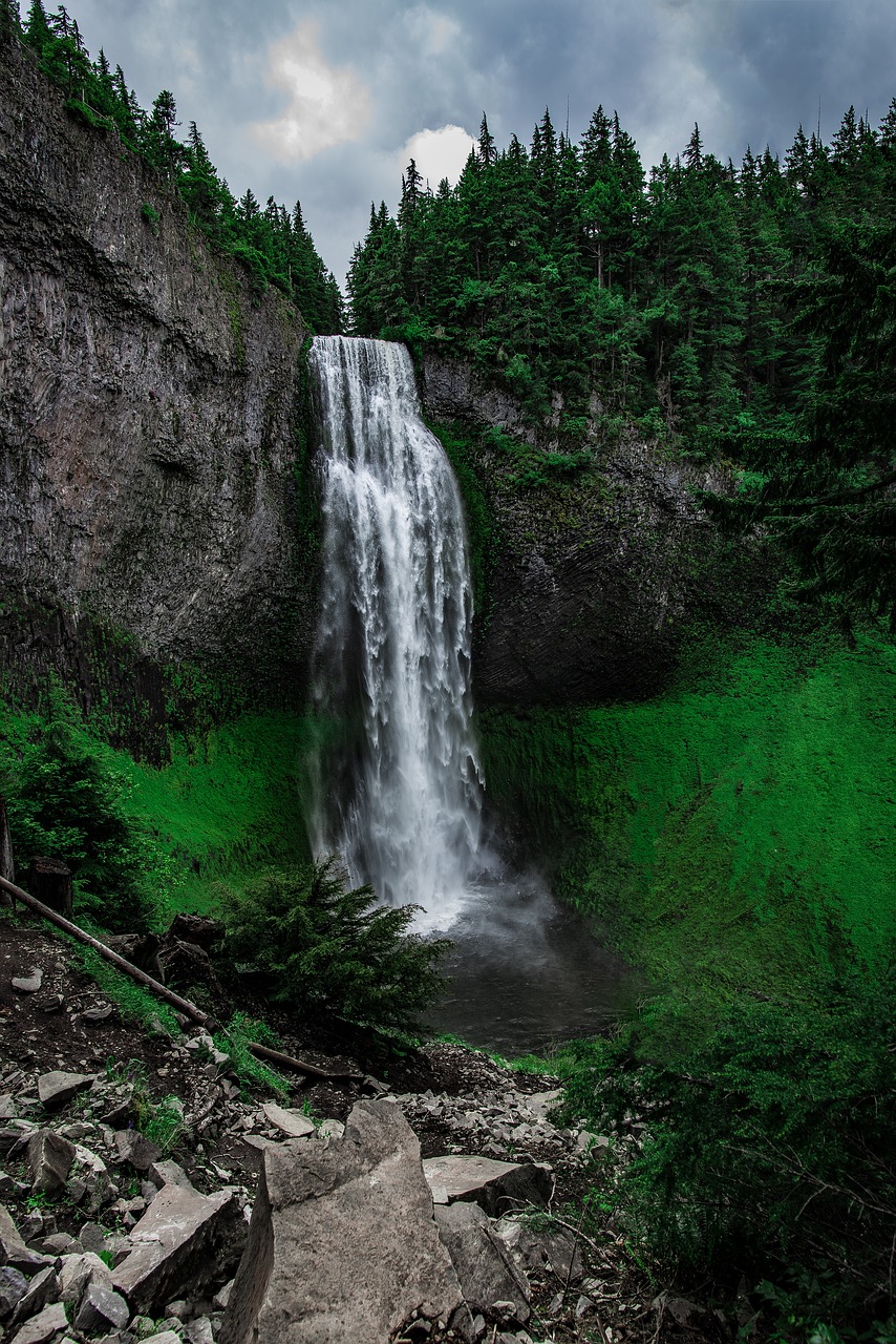 waterfalls green grass free photo