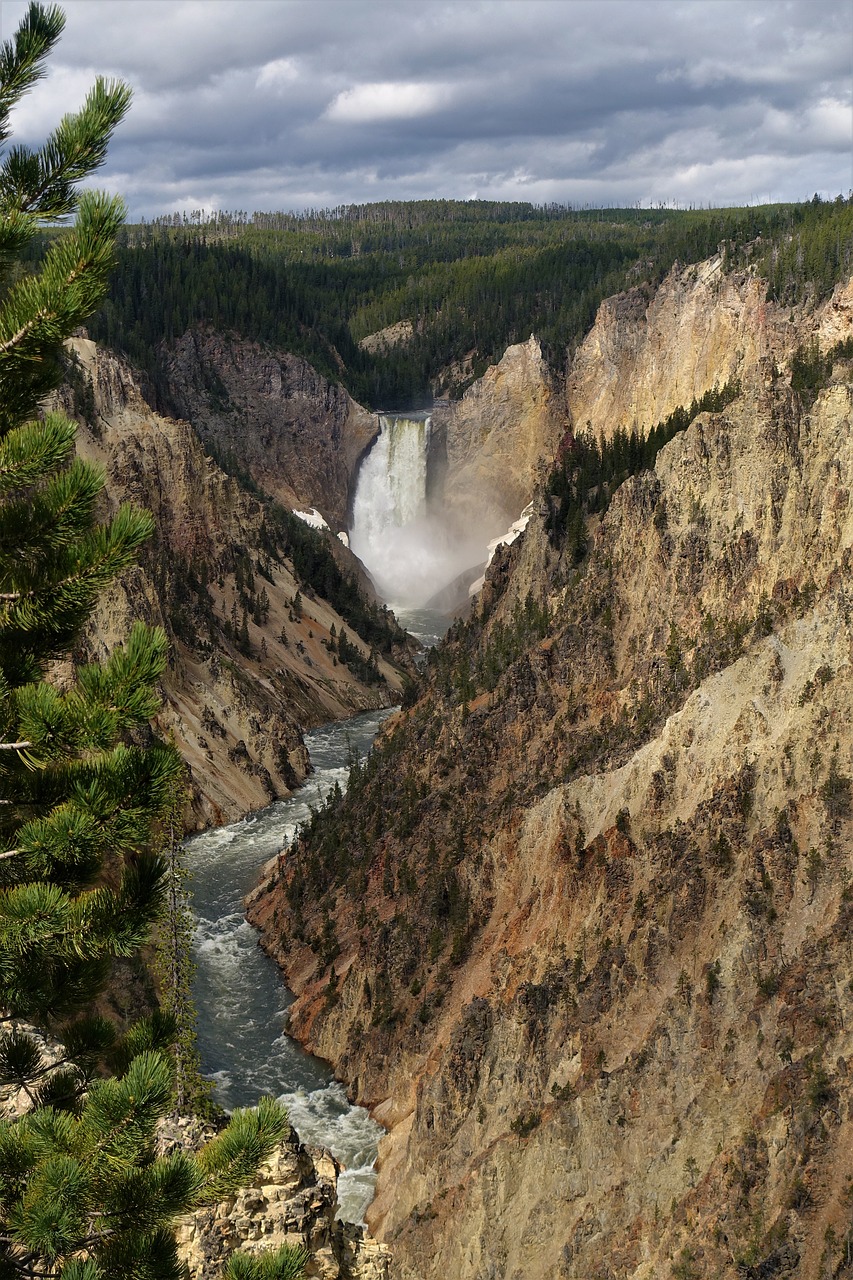 waterfalls  yellowstone  wyoming free photo