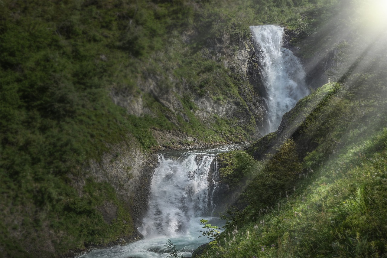 waterfalls  light  landscape free photo