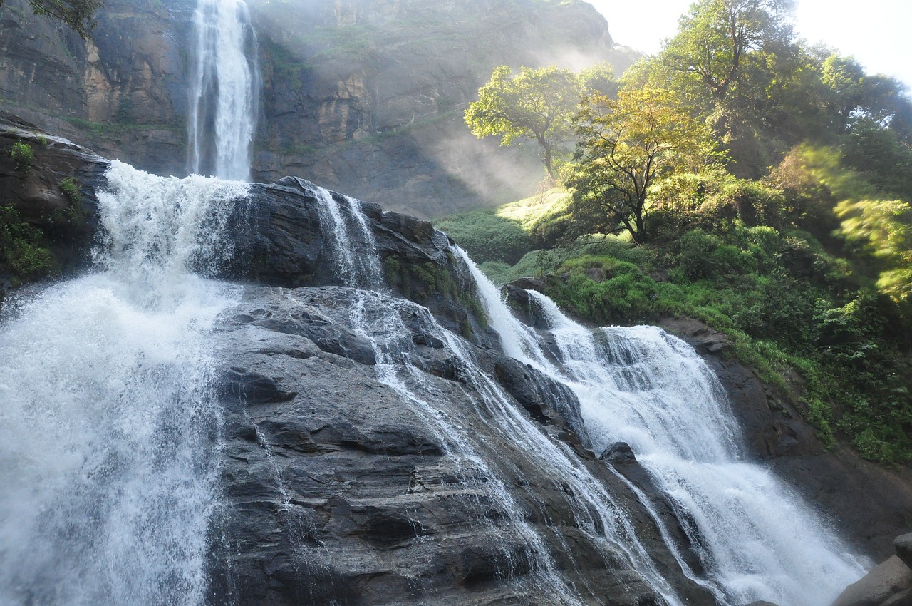 waterfalls  panorama  background free photo