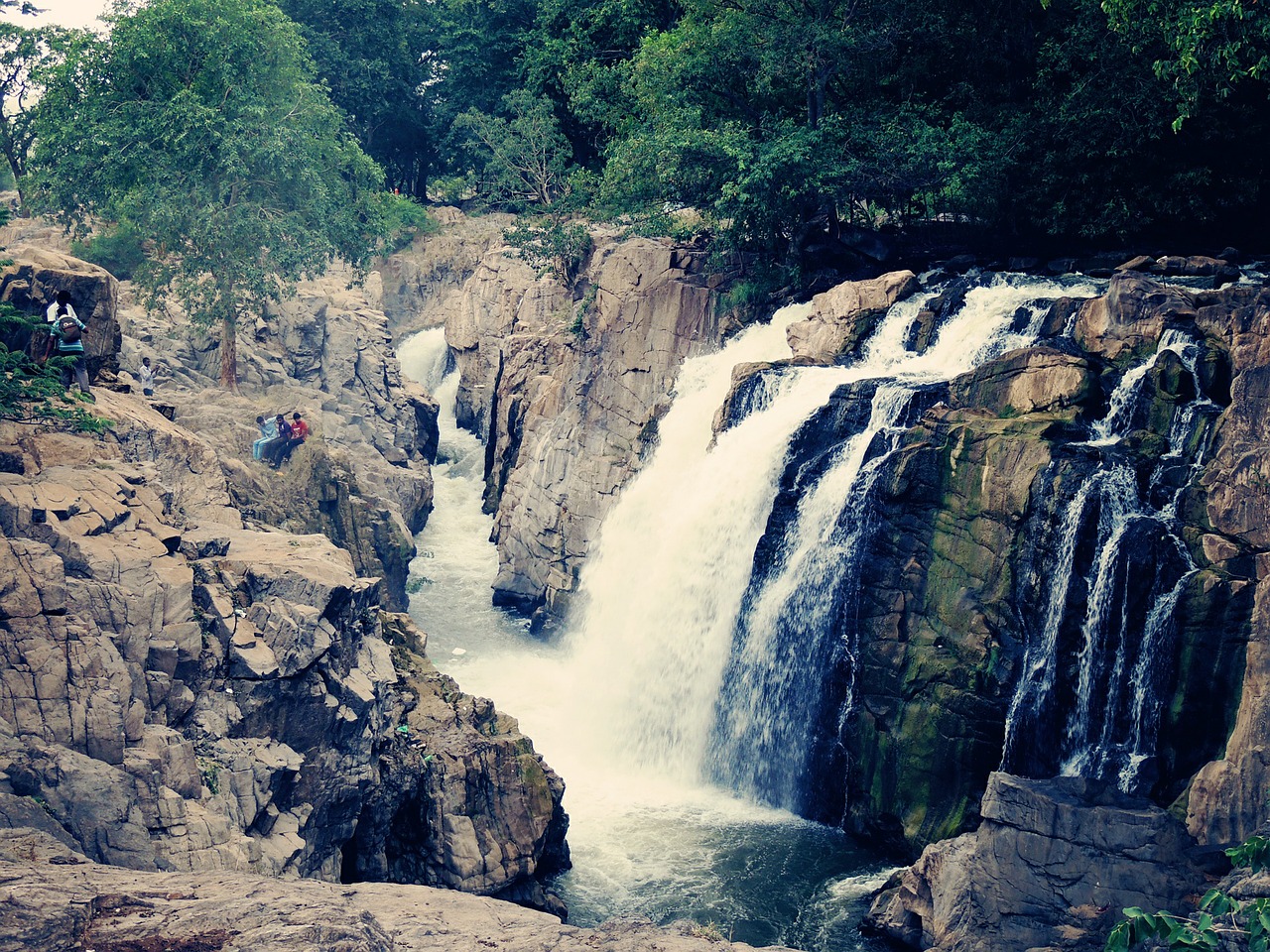 waterfalls cascade rock free photo