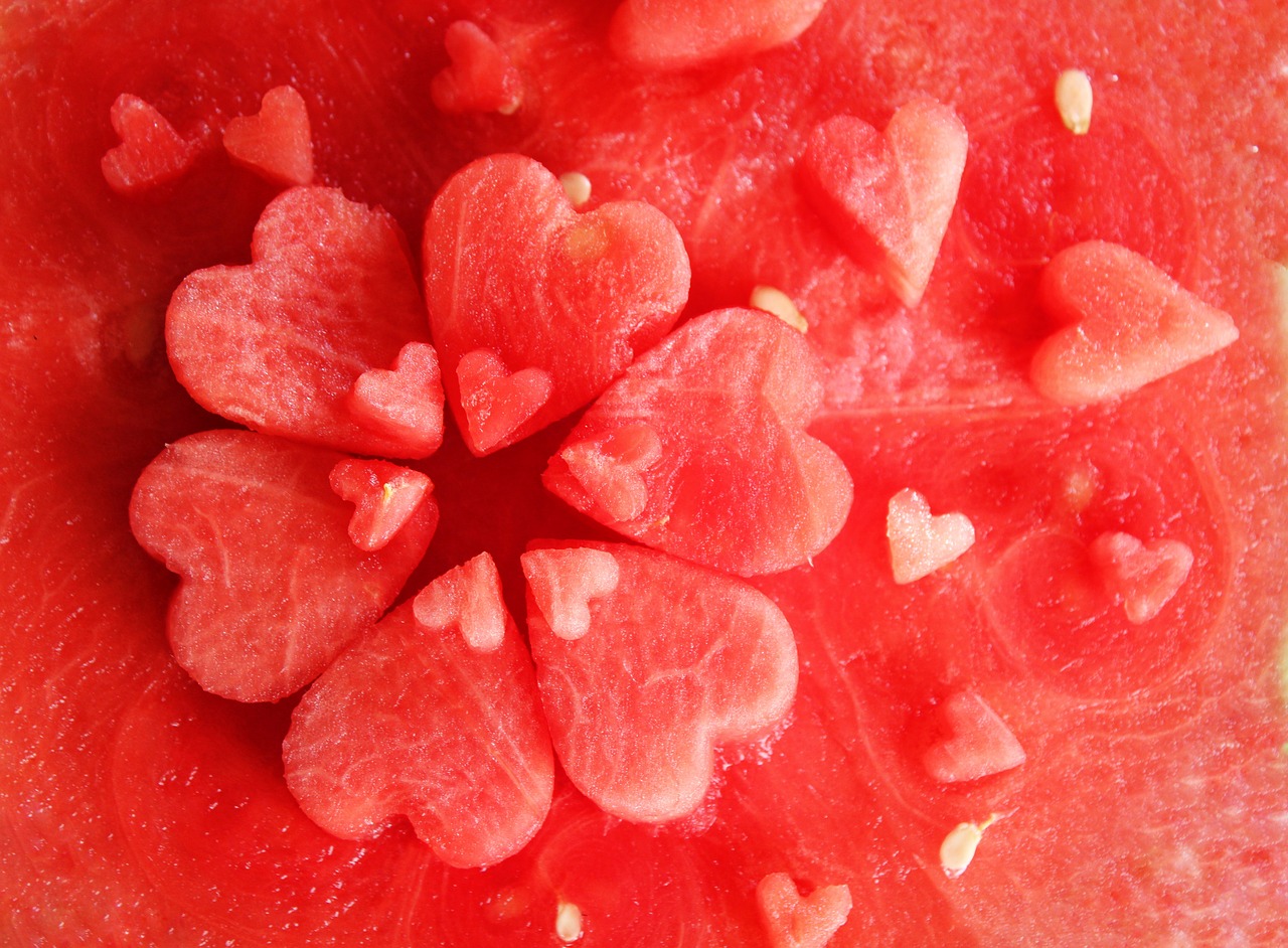 watermelon  juicy  heart free photo