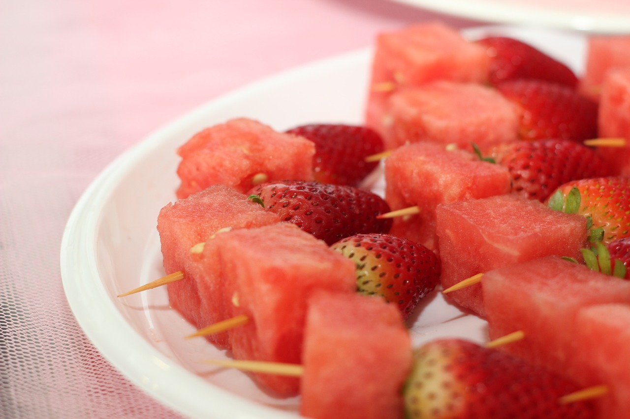 watermelon strawberry strawberries free photo