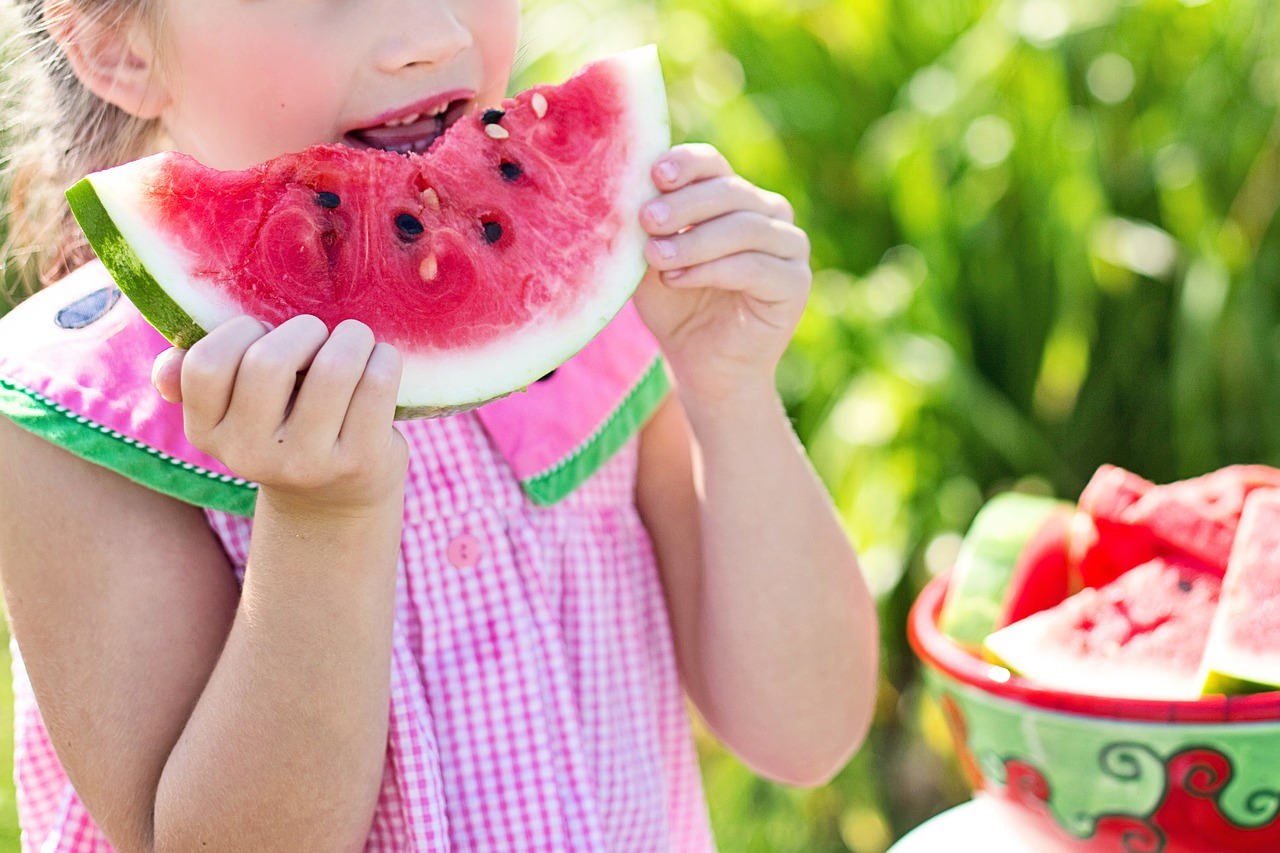 watermelon summer little girl eating watermelon free photo