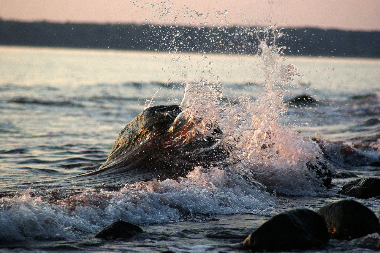 wave baltic sea stones free photo