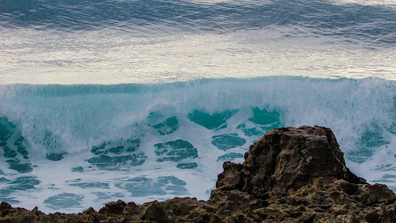 wave smashing rocky coast free photo