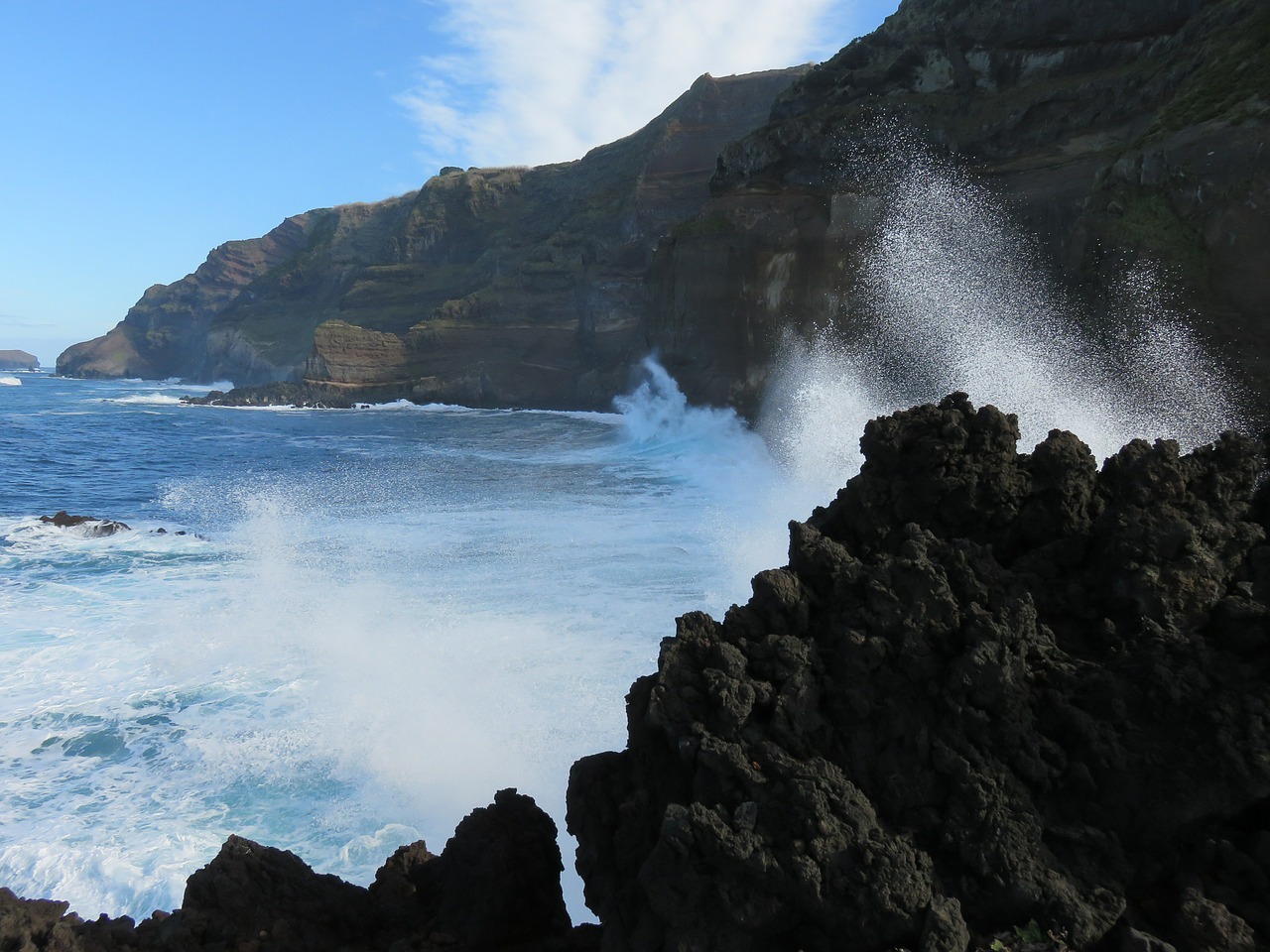 wave surf cliff free photo