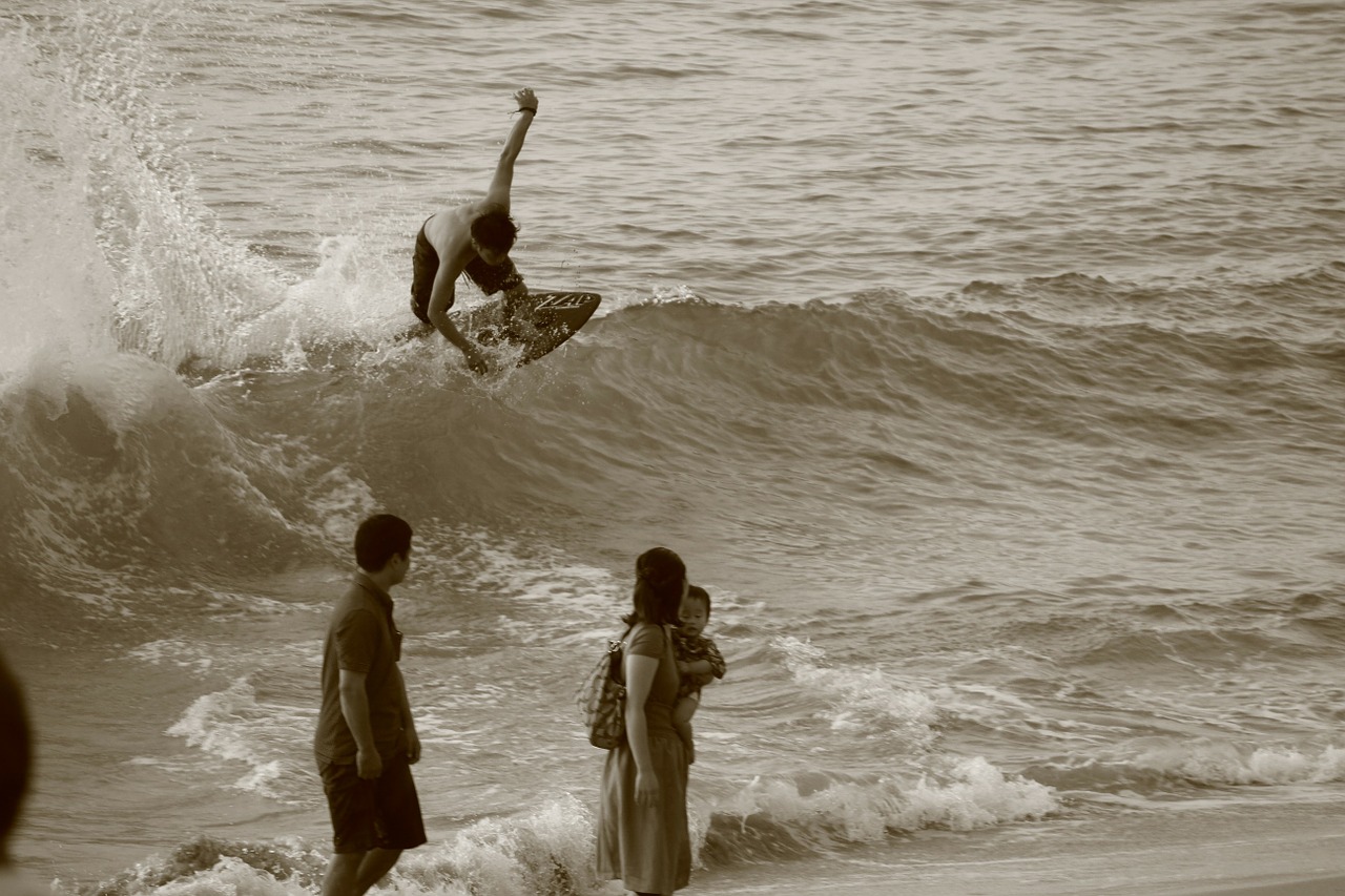 wave beach surfer free photo