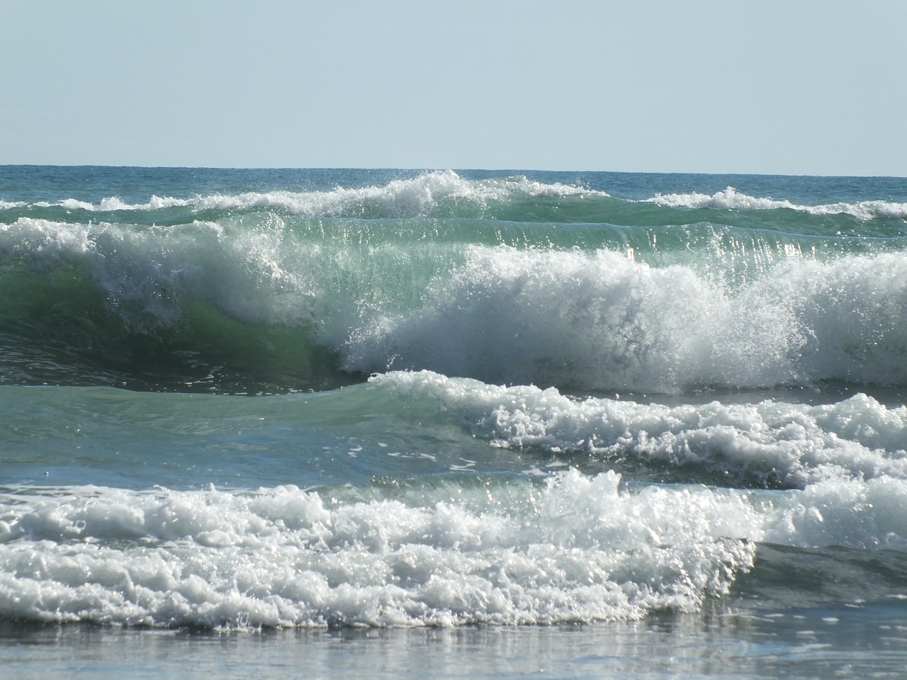 waves sky beach free photo