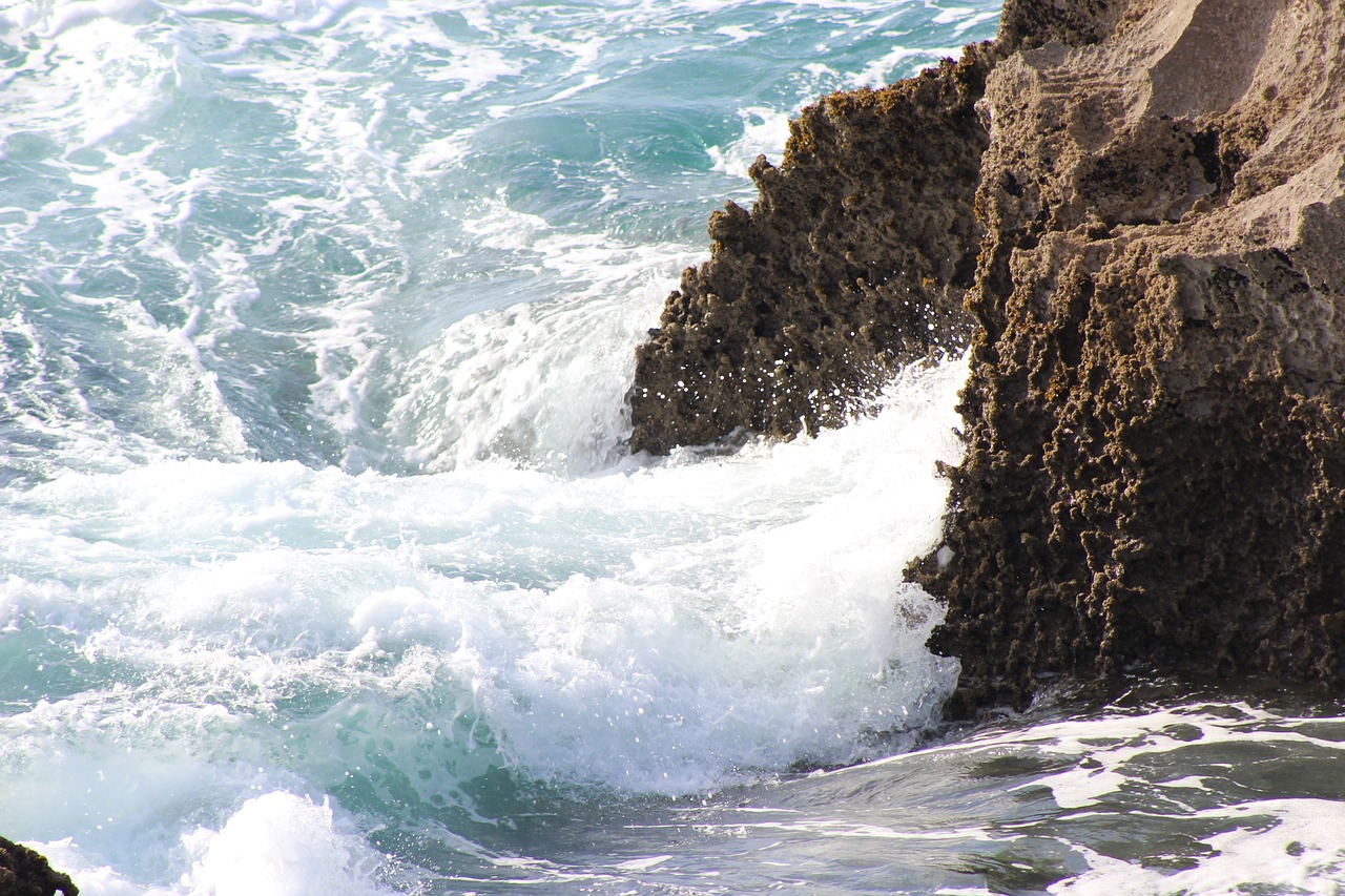 waves sea rocks free photo