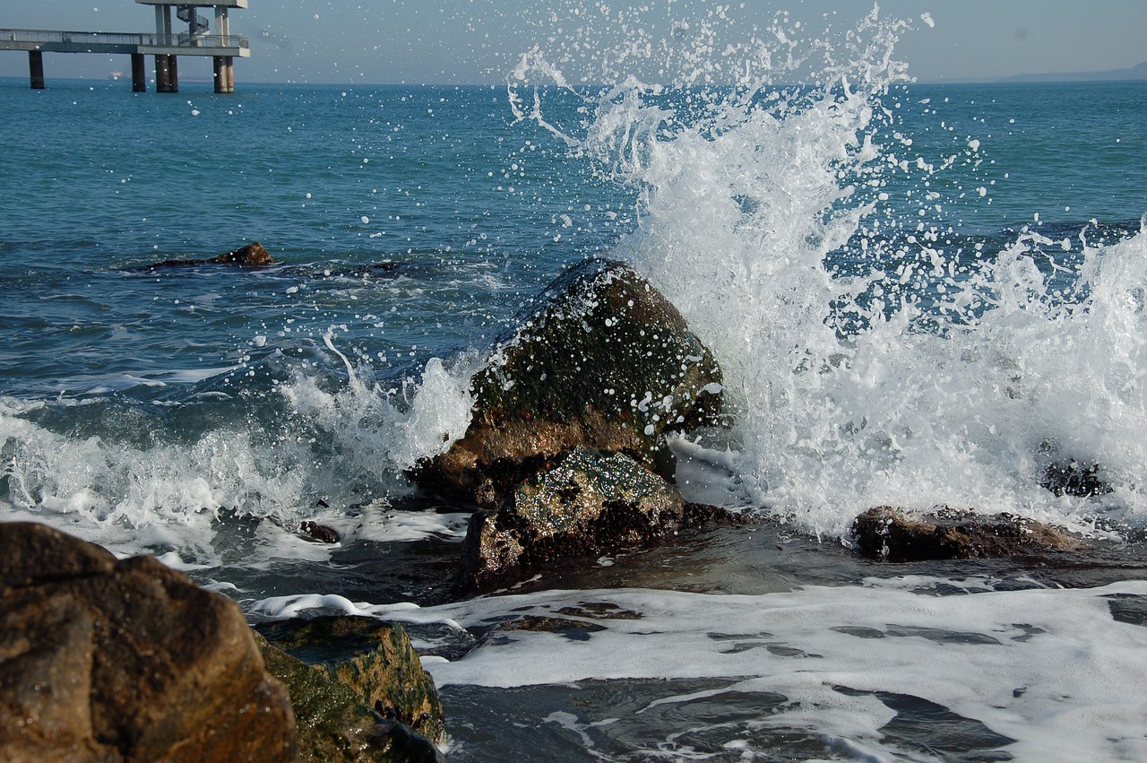 waves rocks sea ​​foam free photo