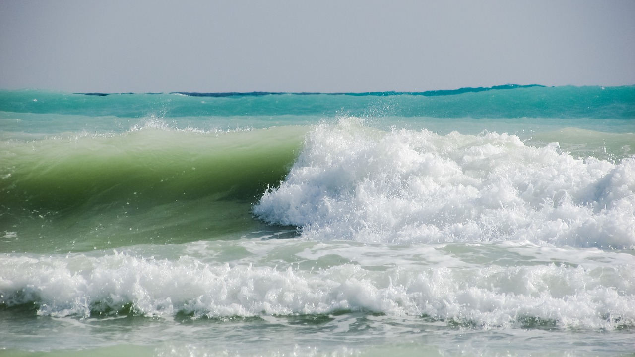 waves smashing blue free photo