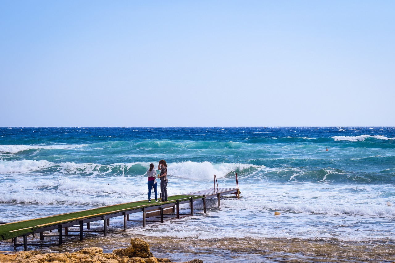 waves pier coast free photo