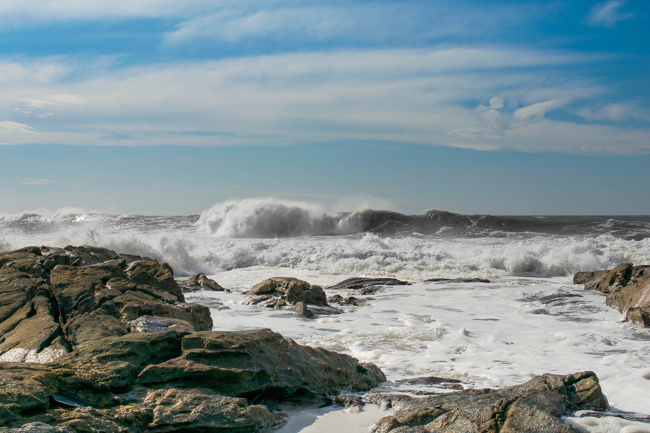 waves sea rocks free photo