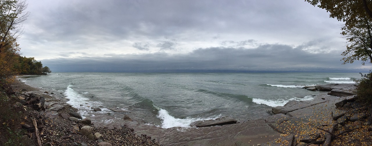 waves rocky shore autumn free photo