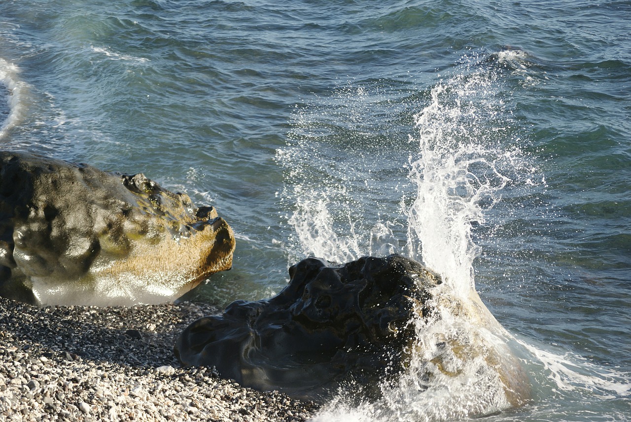 waves seaside rocks free photo