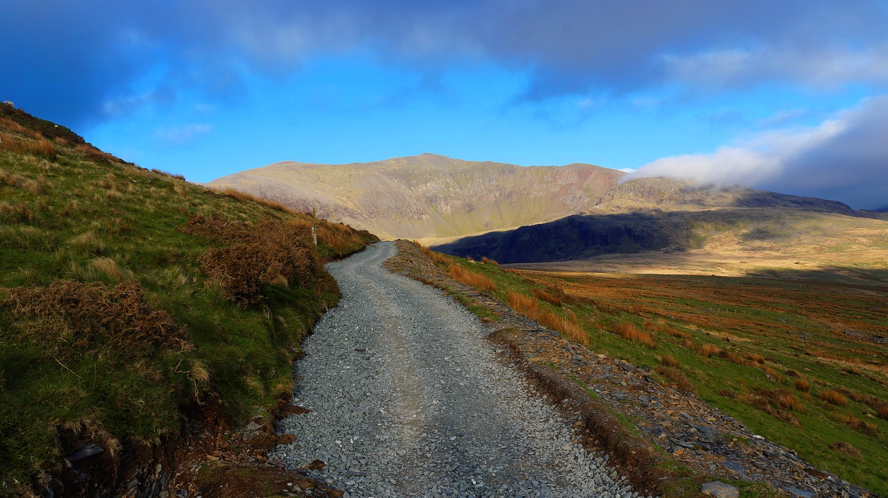 way  mountains  clouds free photo