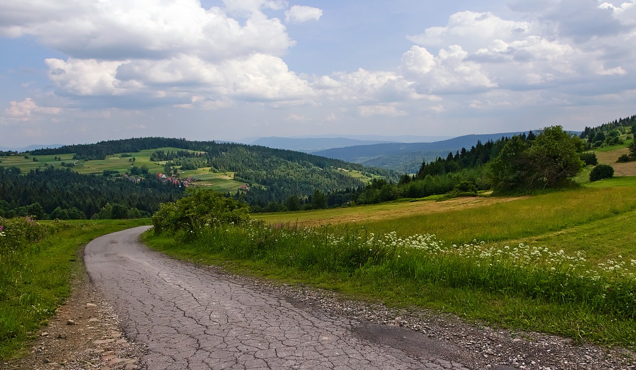 way  mountains  clouds free photo