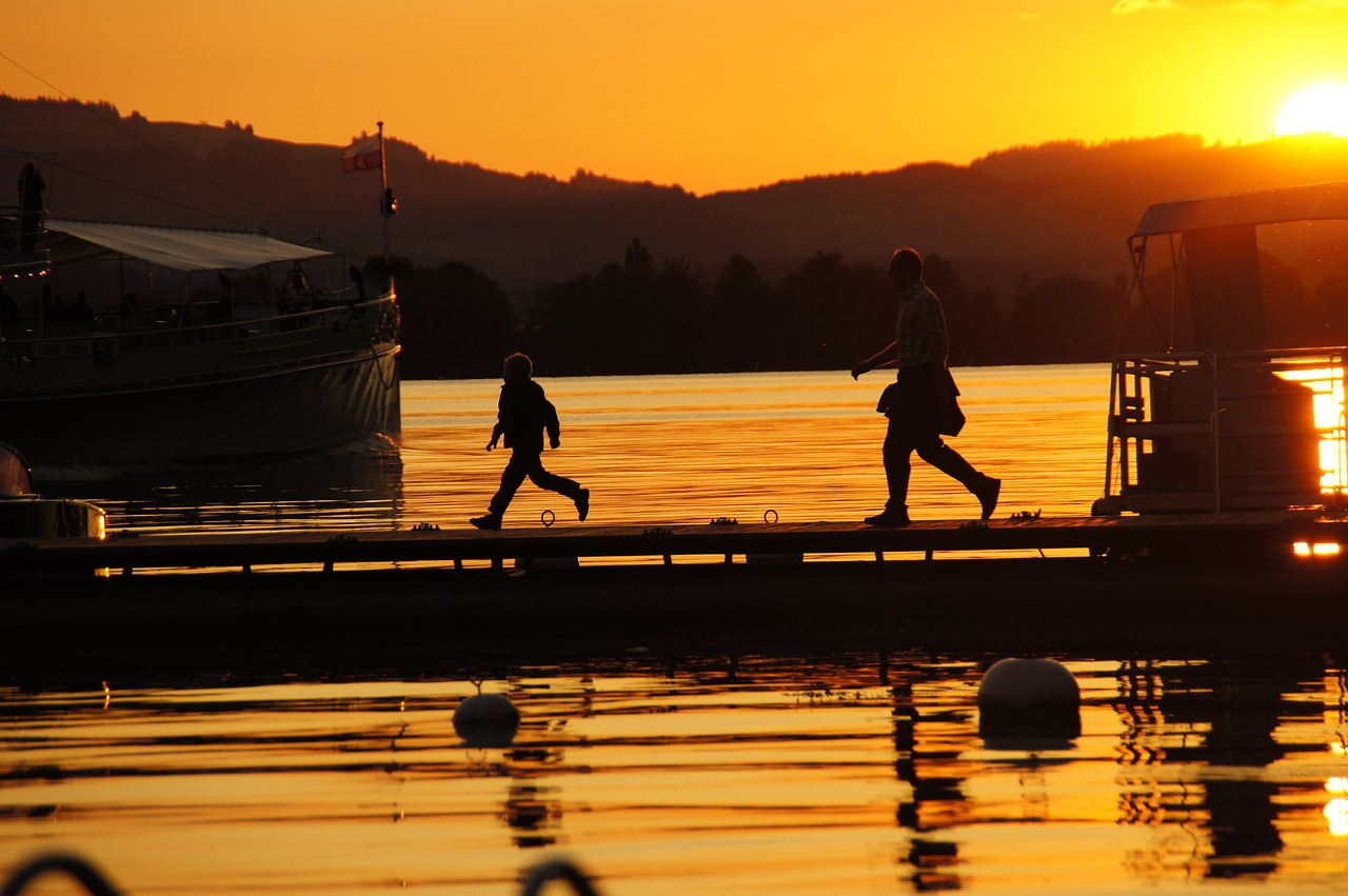 web father and son sunset free photo