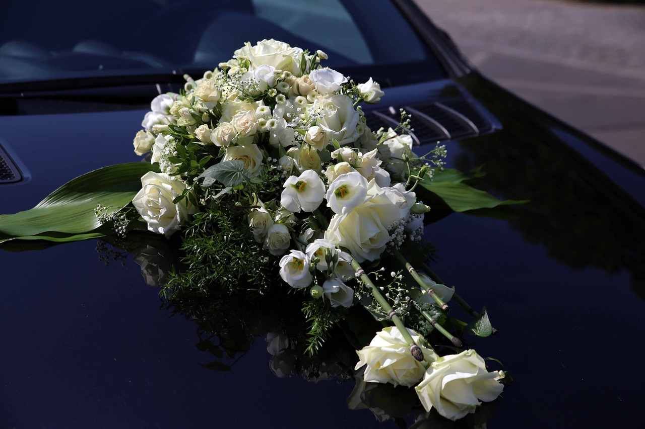 wedding flowers car decorations free photo