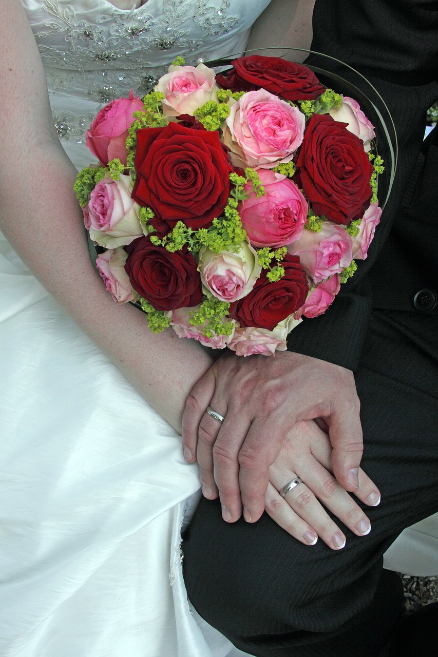 wedding bridal bouquet hands free photo